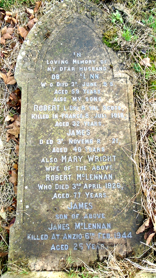 Photo of headstones/James McLennan d1921 hdstn North Merchiston cem Edn